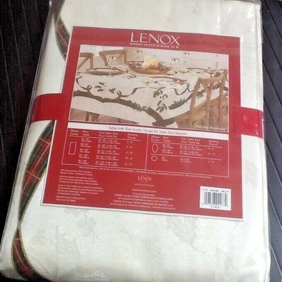 old stock (brand new in pkg) Lenox 60x104" Christmas Holiday Nouveau Tablecloth - Picture 3 of 3